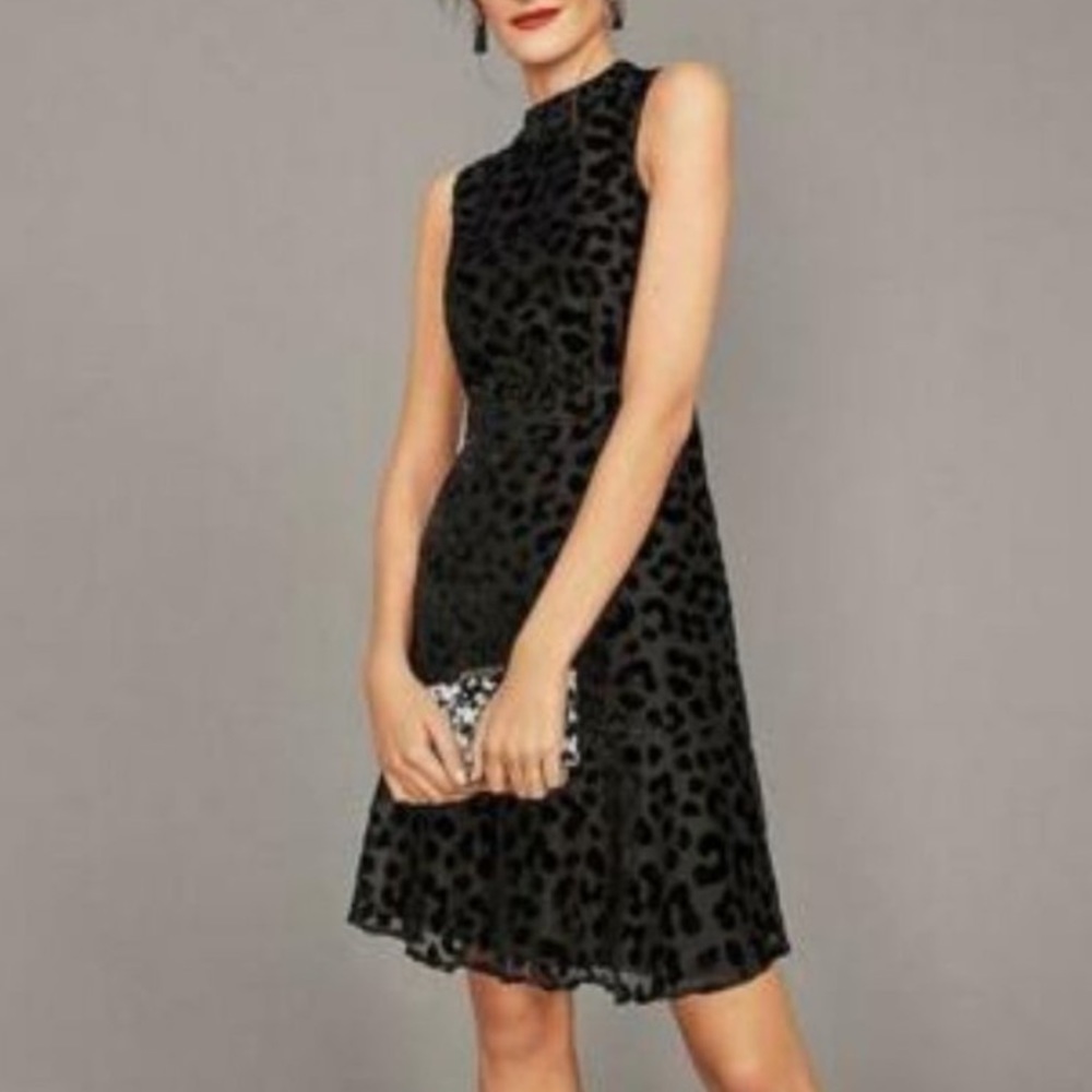 Ann Taylor Velvet Cheetah Print Sheath Dress